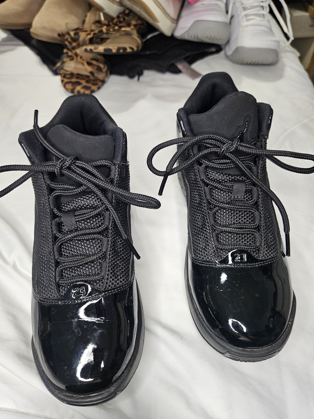 Jordan Kids Black Patent Mesh High-Top Sneakers